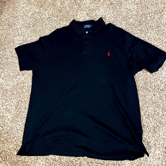 Polo Ralph Lauren Mens 2XB Big Polo Shirt Black Short Sleeve Cotton Red Pony - Picture 1 of 5